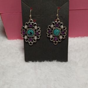 Elegant Purple and Turquoise Earrings